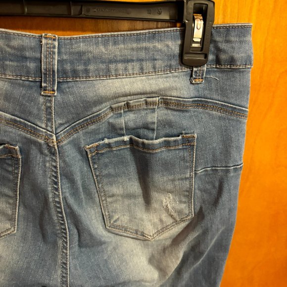 Wax Jean Butt I‎ Love You Juniors 9 Blue Denim Distressed - Picture 13 of 16